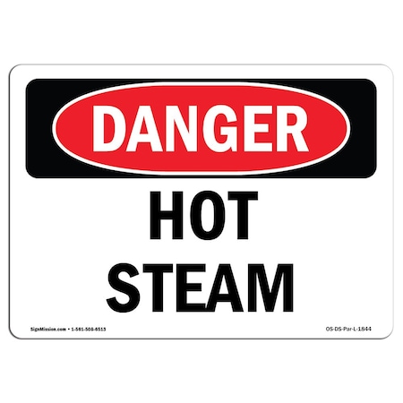 OSHA Danger Sign, Hot Steam, 7in X 5in Decal